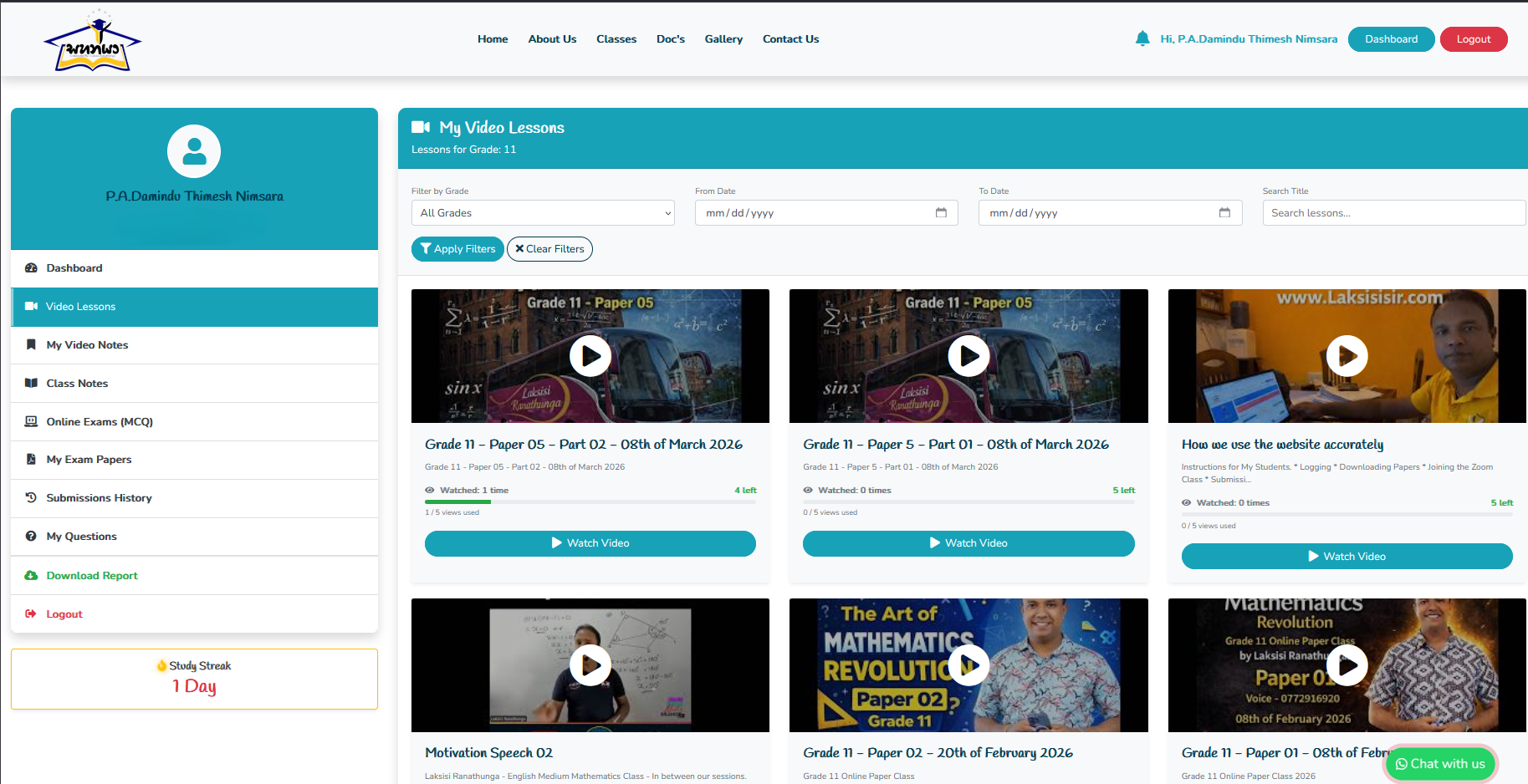 Sofycore Laksisisir LMS - Performance Analytics and Study Streaks